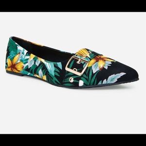 Tropical, floral flats. Never worn